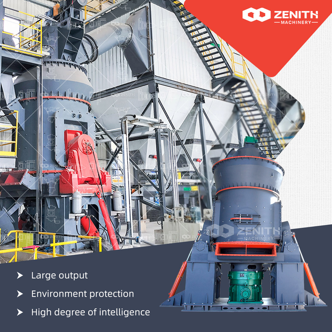 Technical diagram showing the working principle and internal structure of a Zenith LM Vertical Grinding Mill.